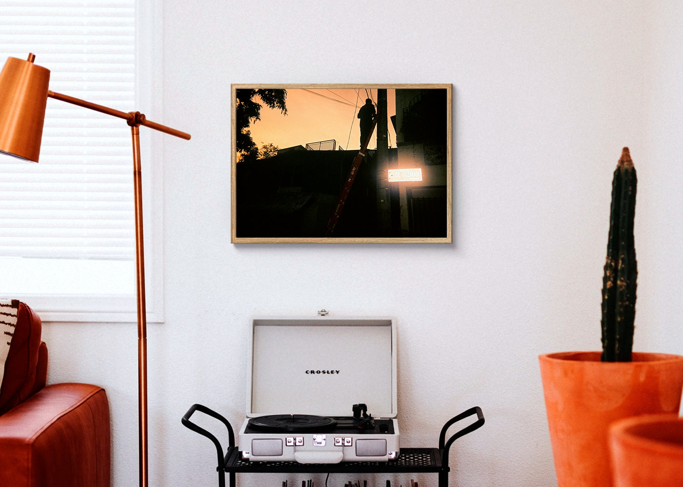 Lance Drey Tagologon - Electric Reflection - Print poster DinA3 in oak frame - Hommage
