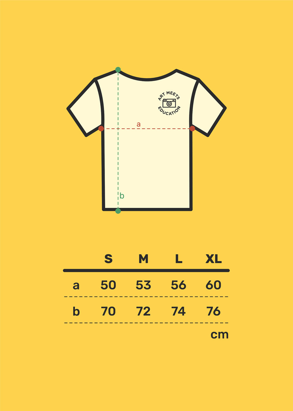 Art Meets Education - Unisex T-Shirt Größentabelle